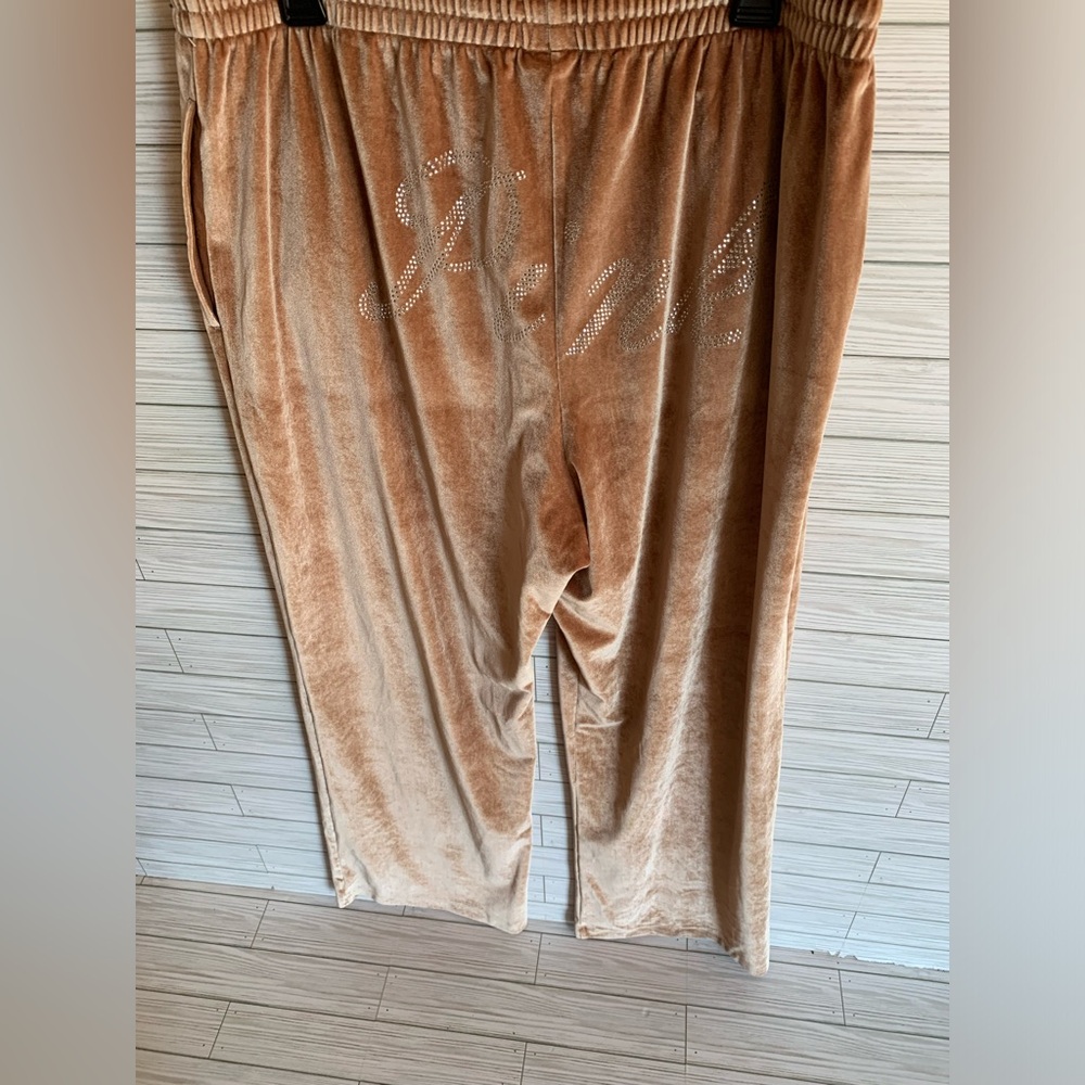 Victoria secret PINK Velvet Track Pants with Embellished Detail - Tan like new